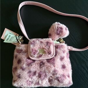 Juicy Couture Pink Leopard Plush Crossbody Bag